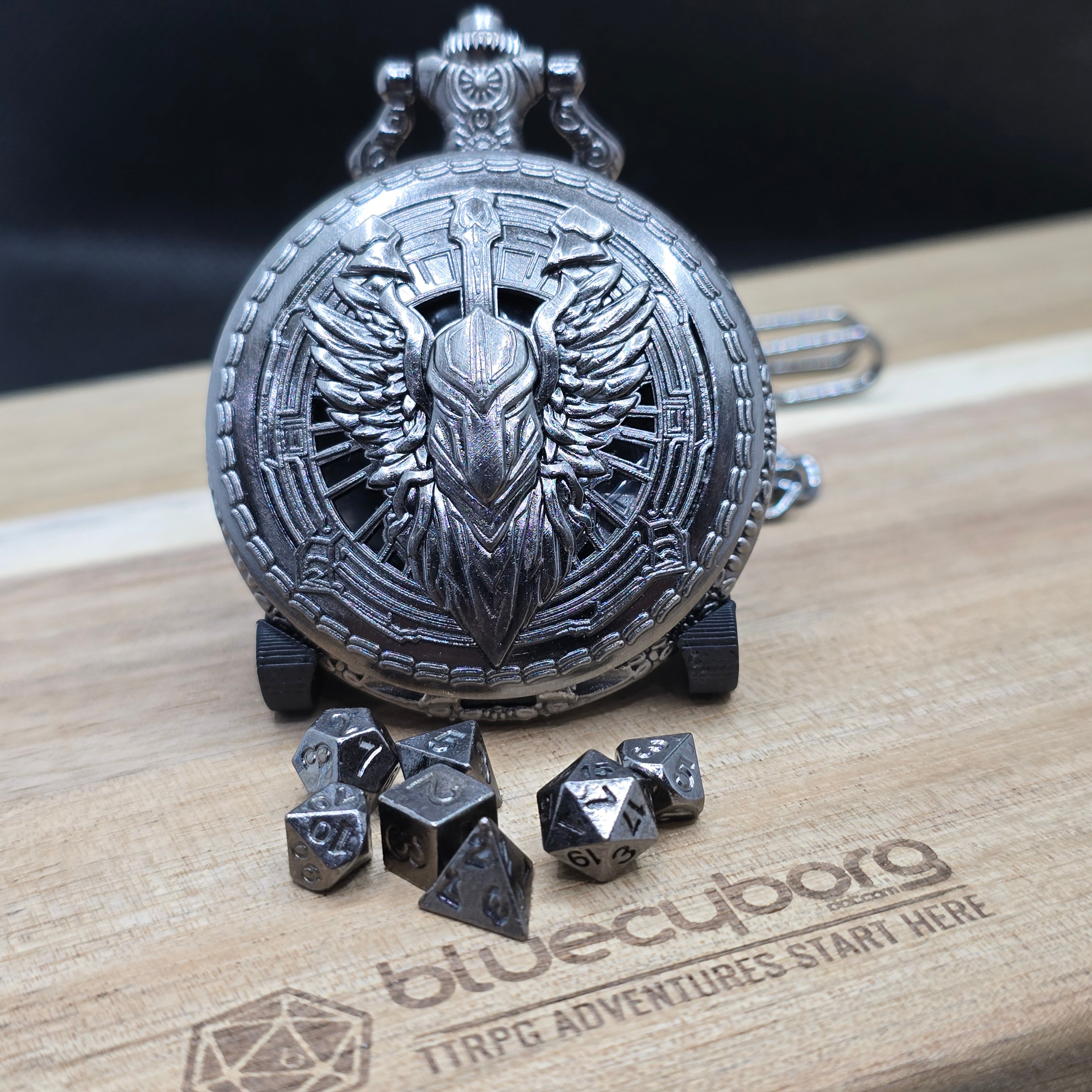 Mini Metal Dice Set With Pocket Watch Case - Paladin