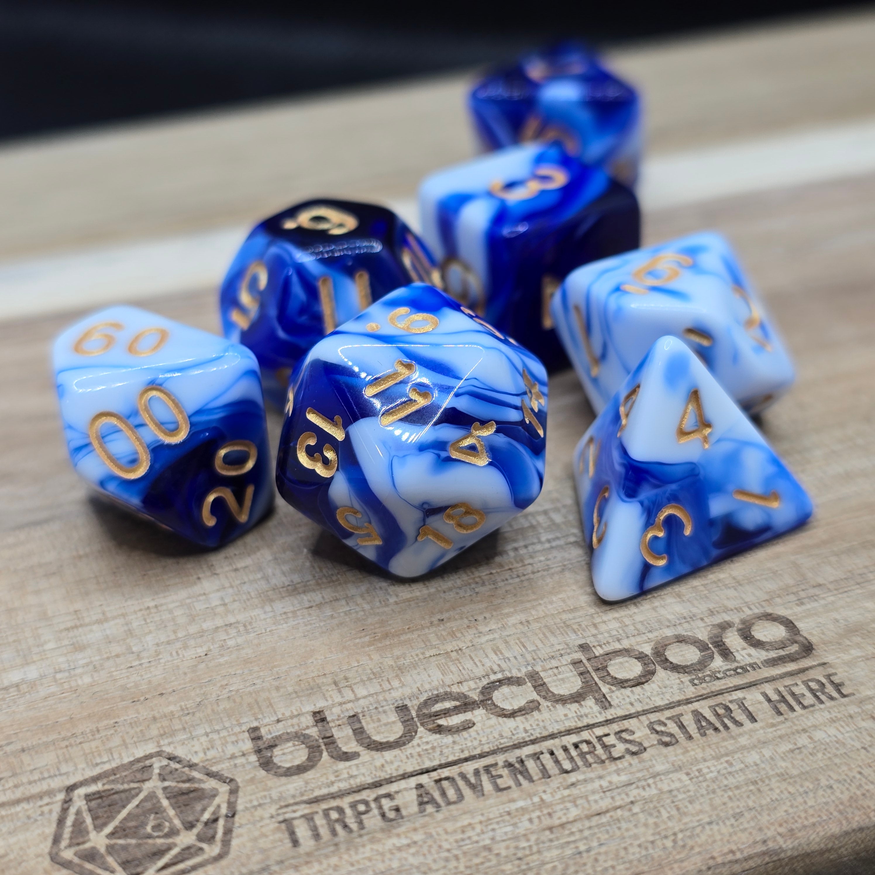 Blue Porcelain - Marble - Acrylic Dice Set