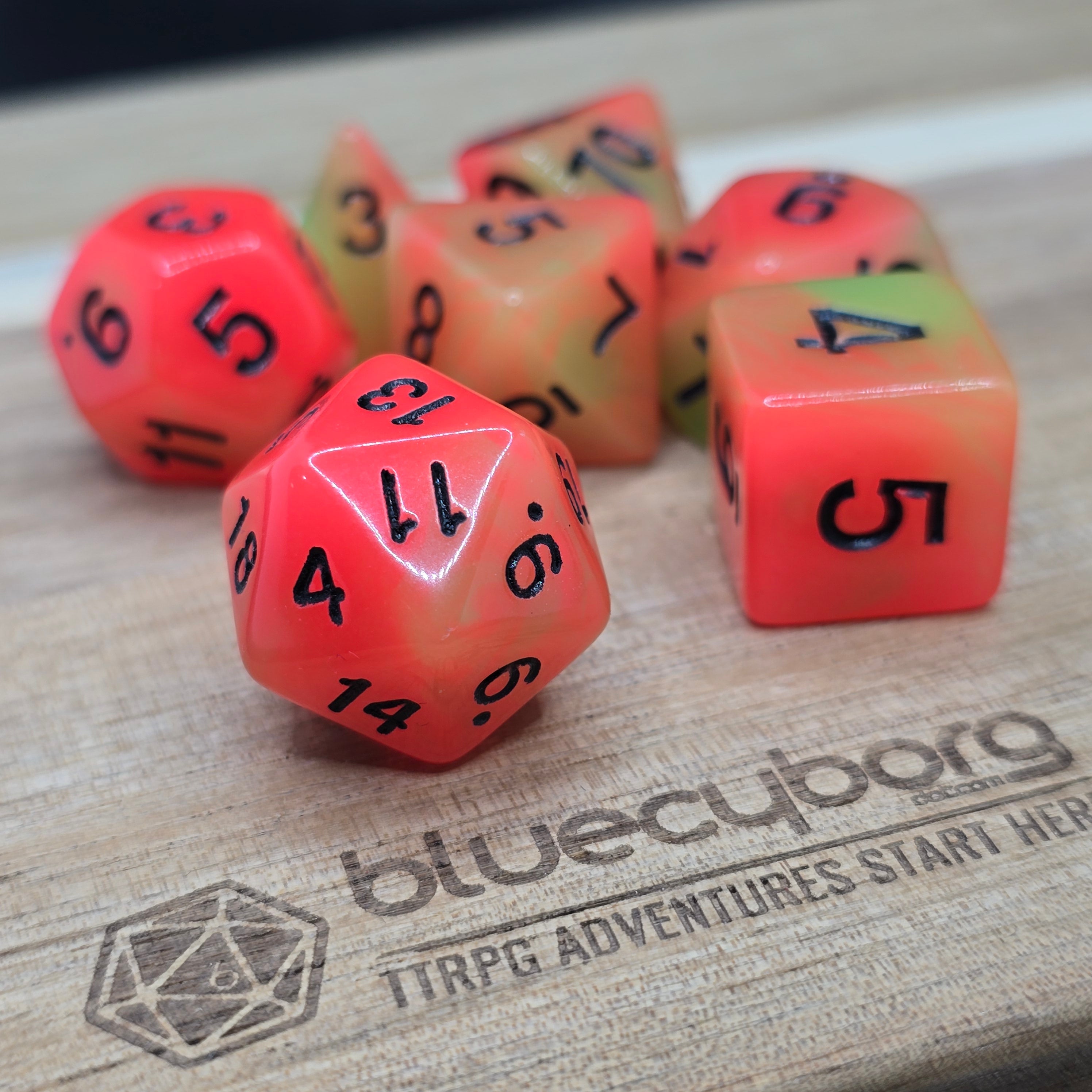 Toxic Ember - Glow In The Dark - Acrylic Dice Set