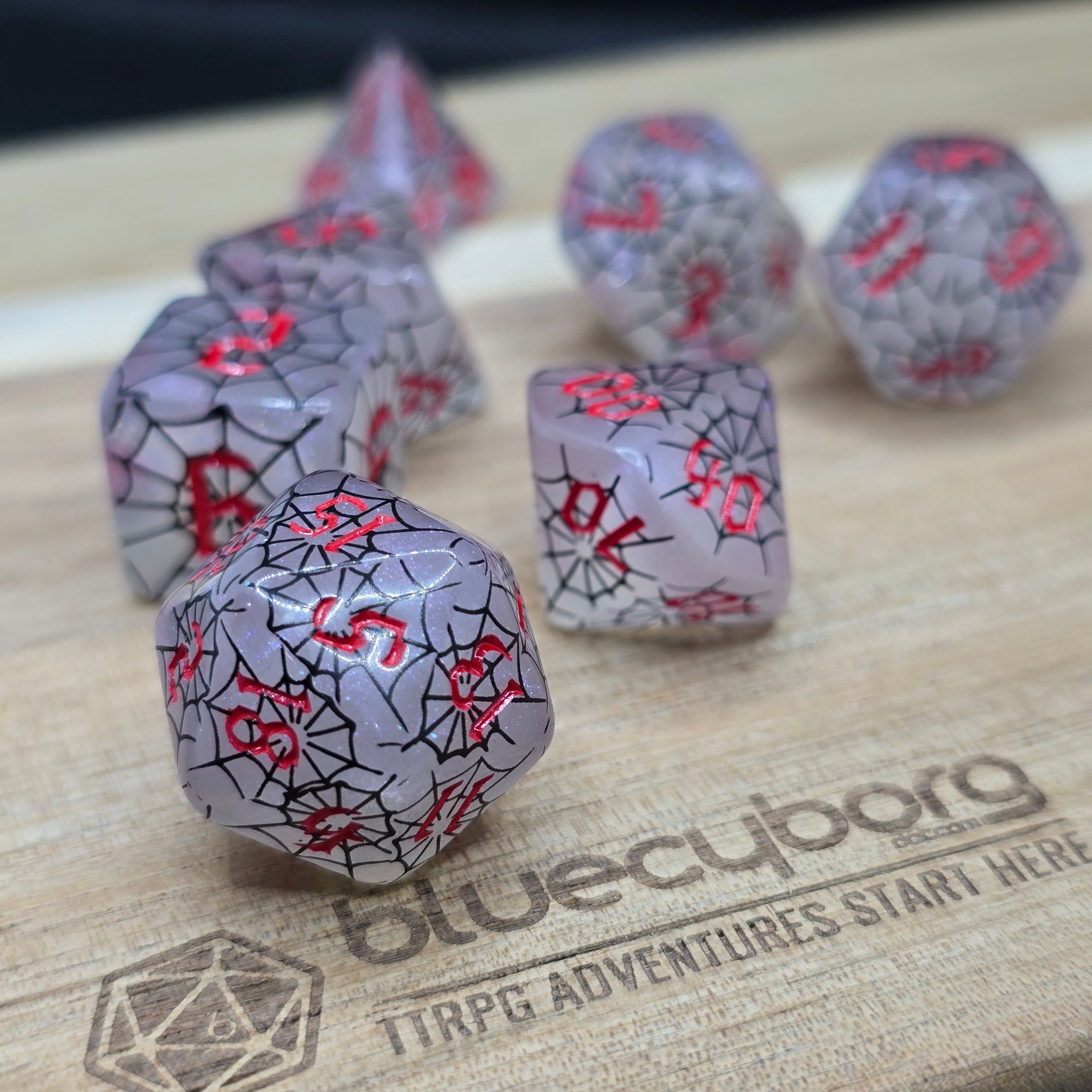 Bloodthread Widow - Spiderweb - Acrylic Dice Set