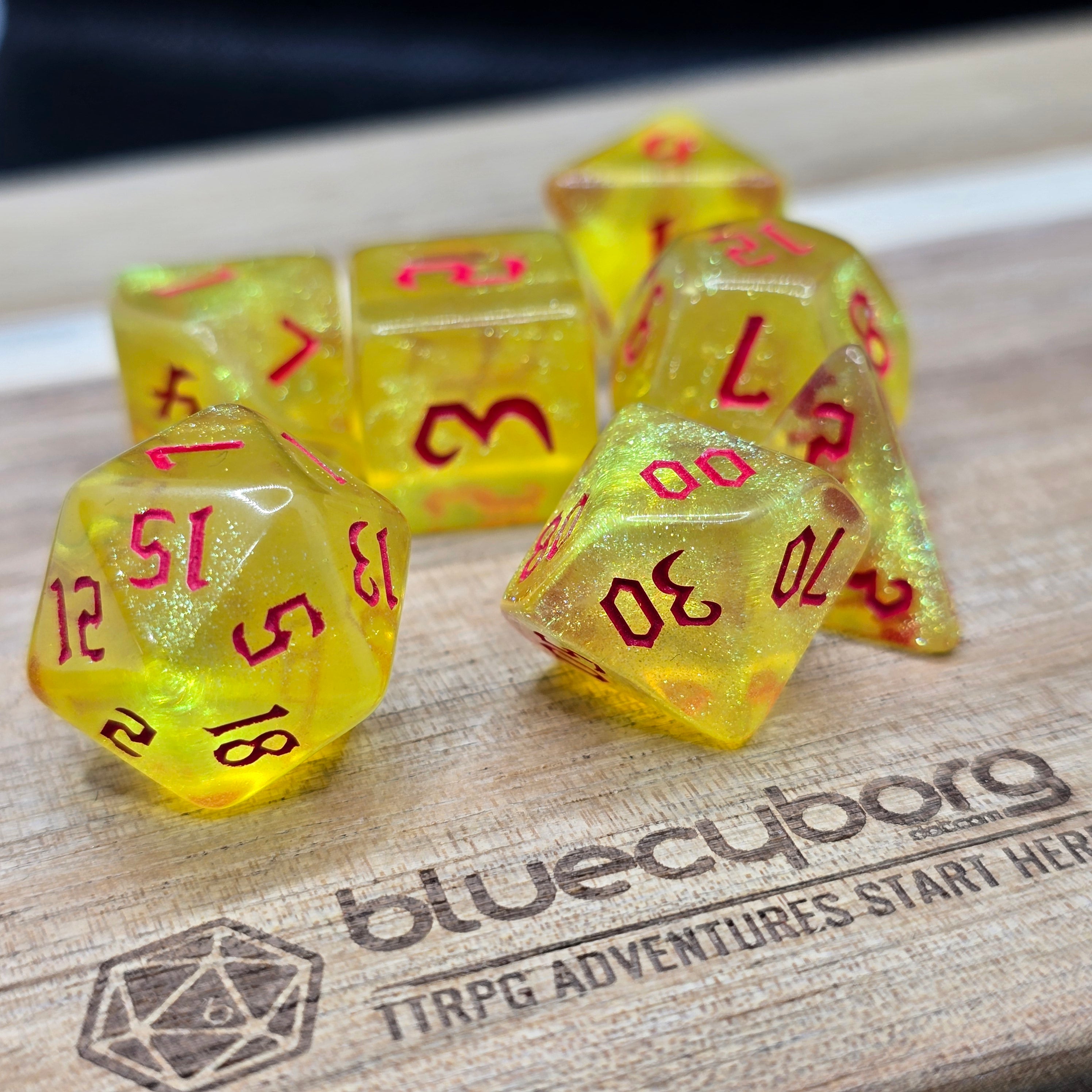 Lemon Fire - Mythic Chaos - Acrylic Dice Set