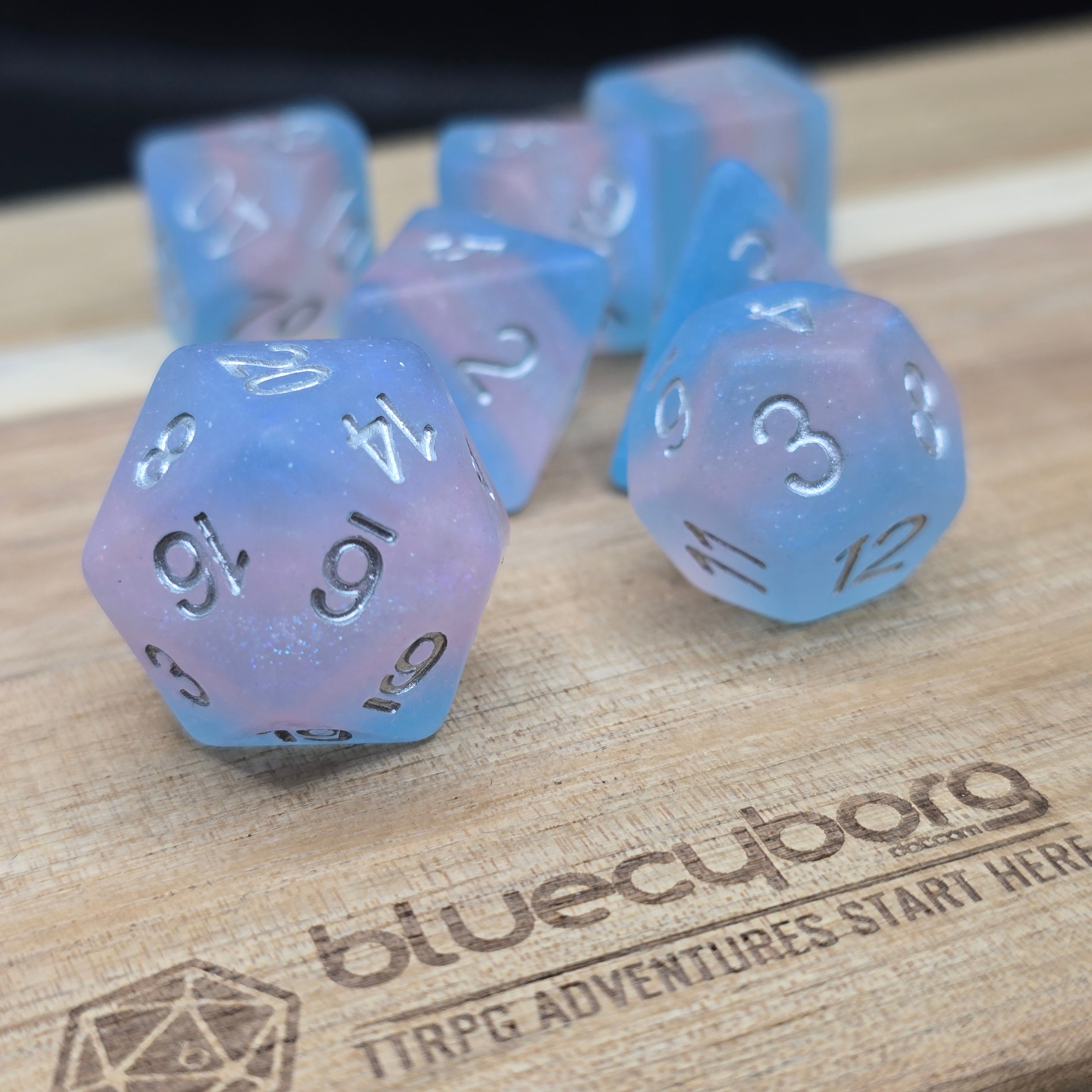 Aurora Pride - Trans Frosted - Acrylic Dice Set