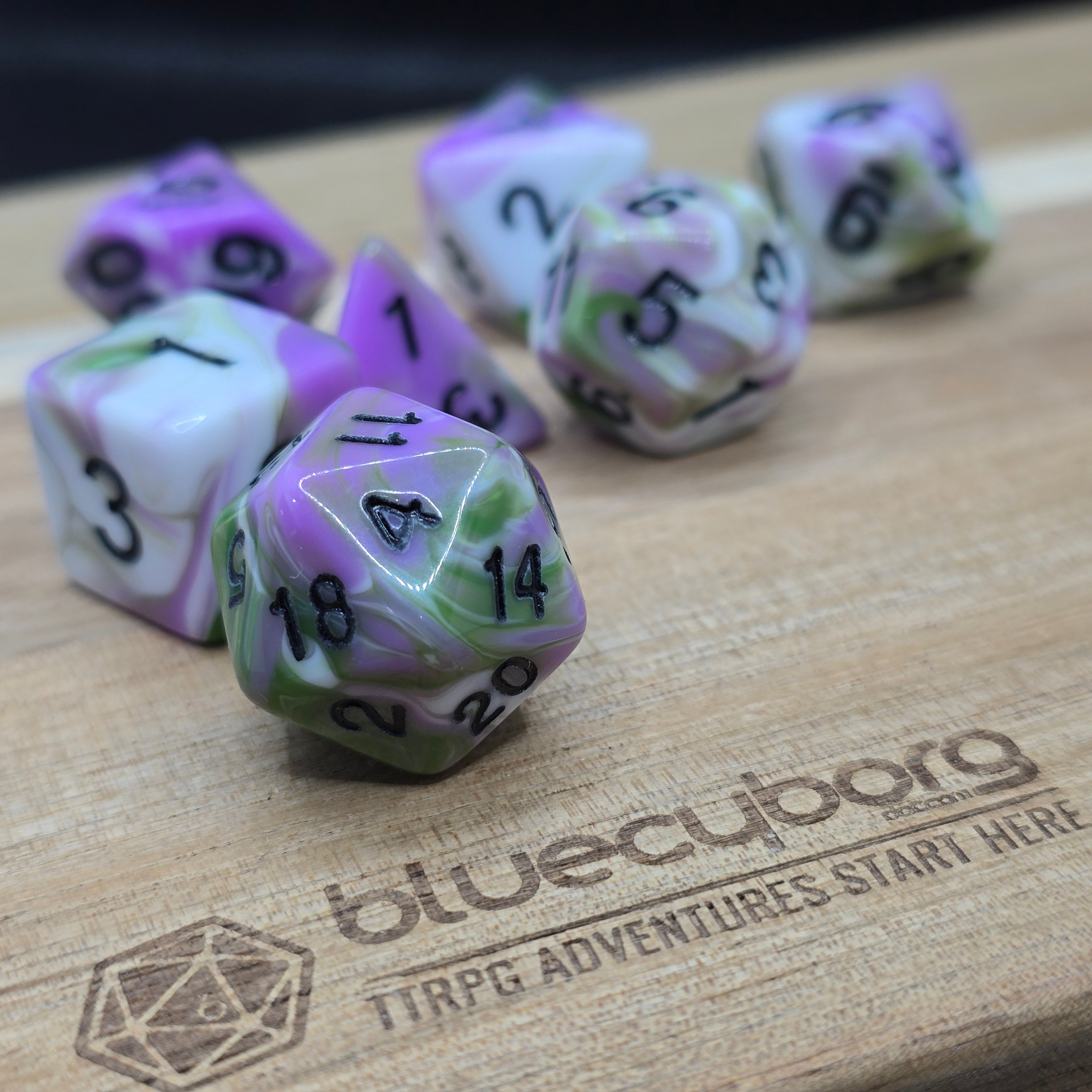 Whispering Wisteria - Marble - Acrylic Dice Set