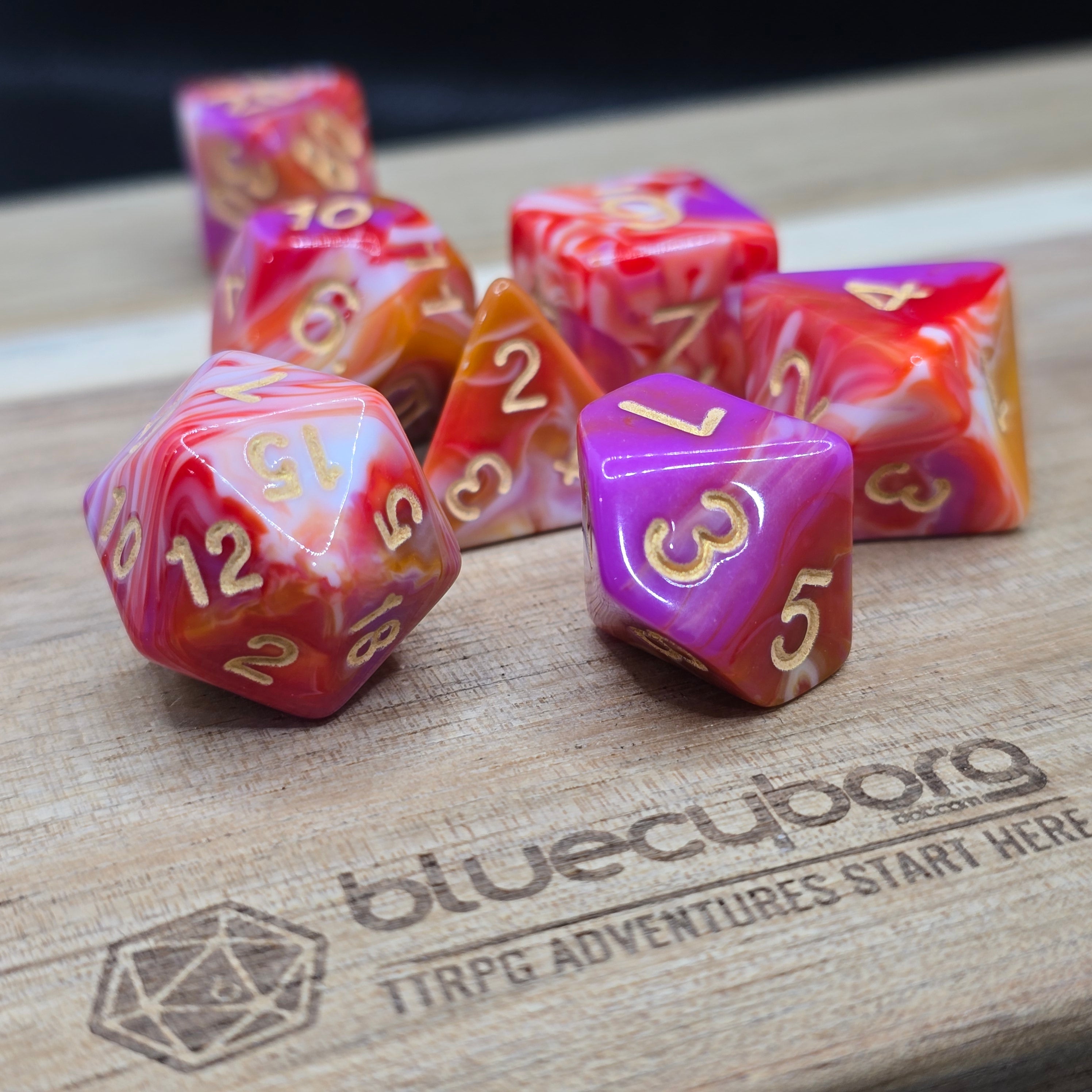 Sunset Sorbet - Marble - Acrylic Dice Set