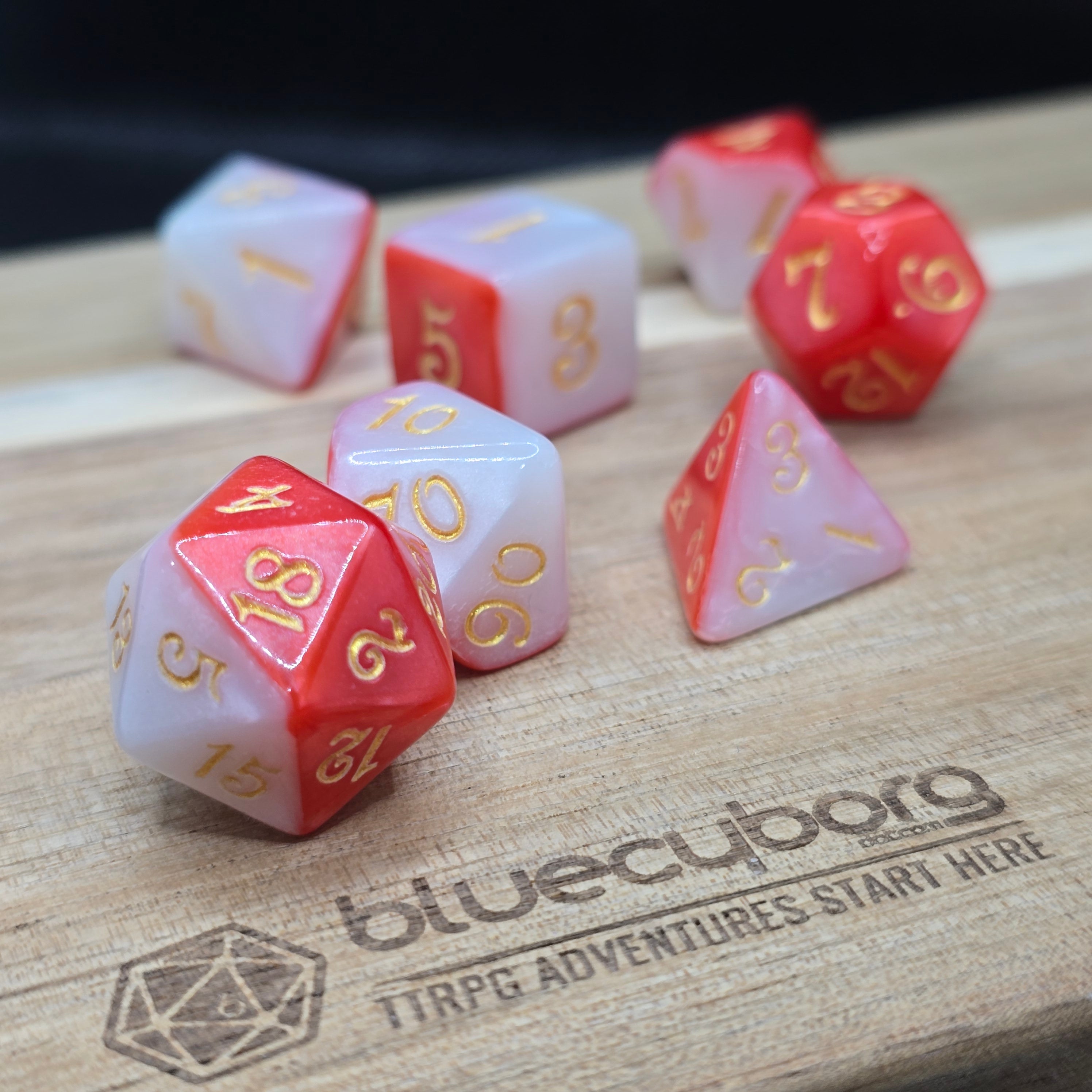 Crimson Light - Duplicity - Acrylic Dice Set