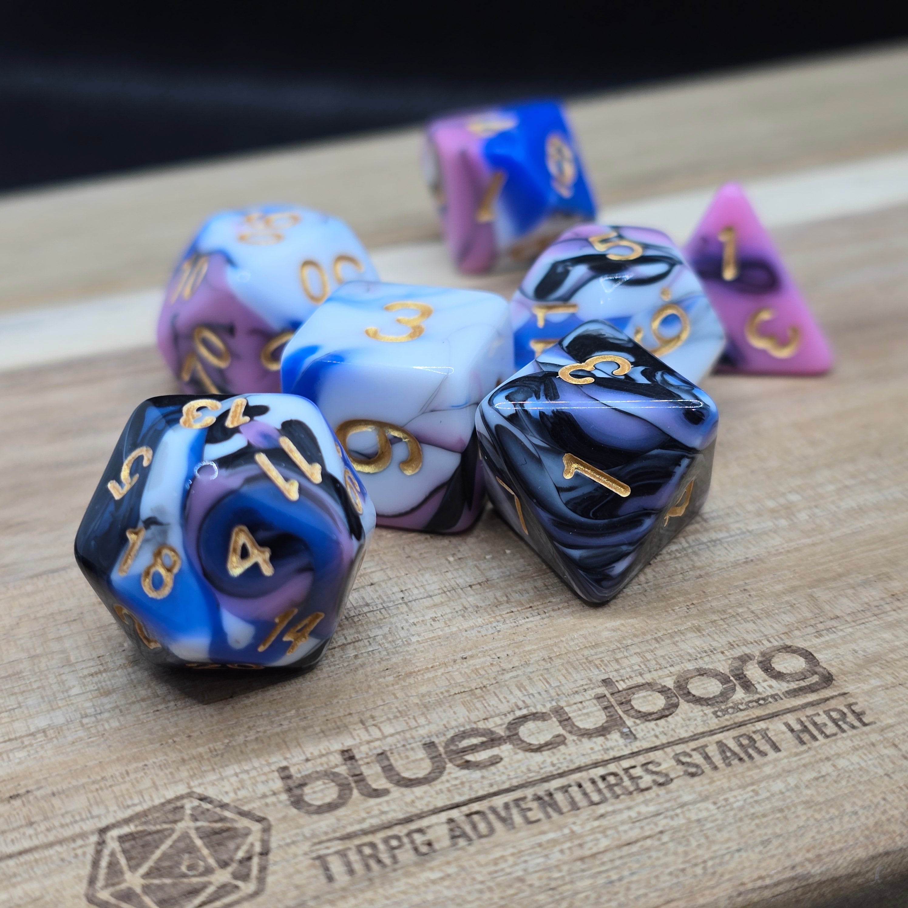 Cosmic Cotton Candy - Marble - Acrylic Dice Set