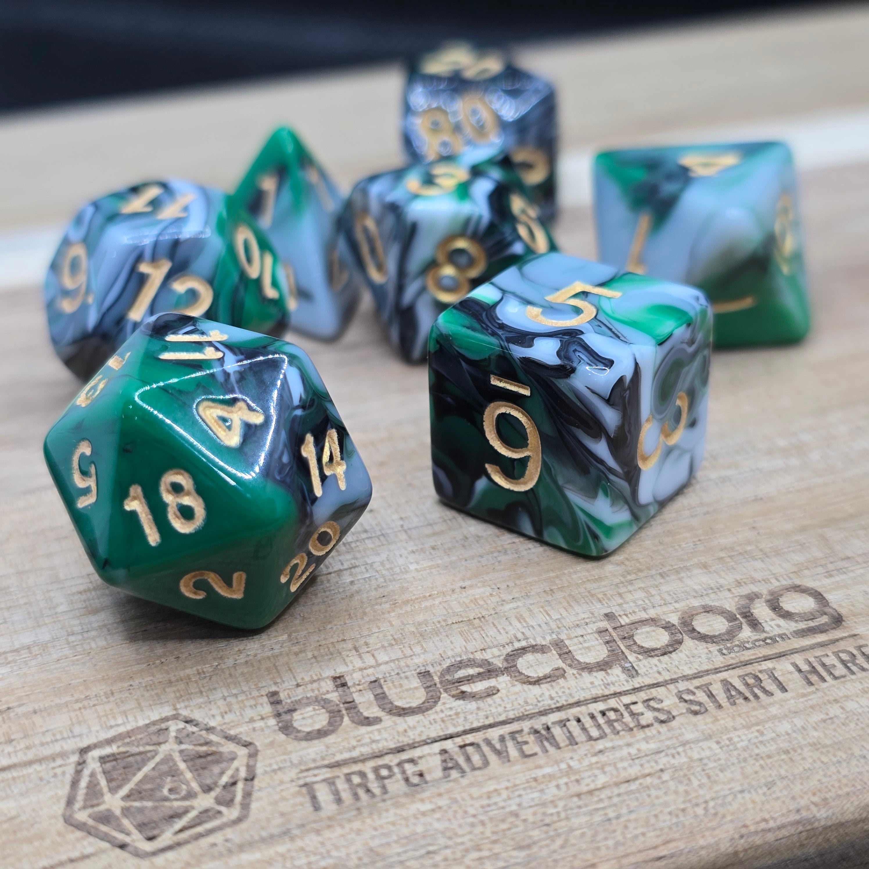 Emerald Night - Marble - Acrylic Dice Set