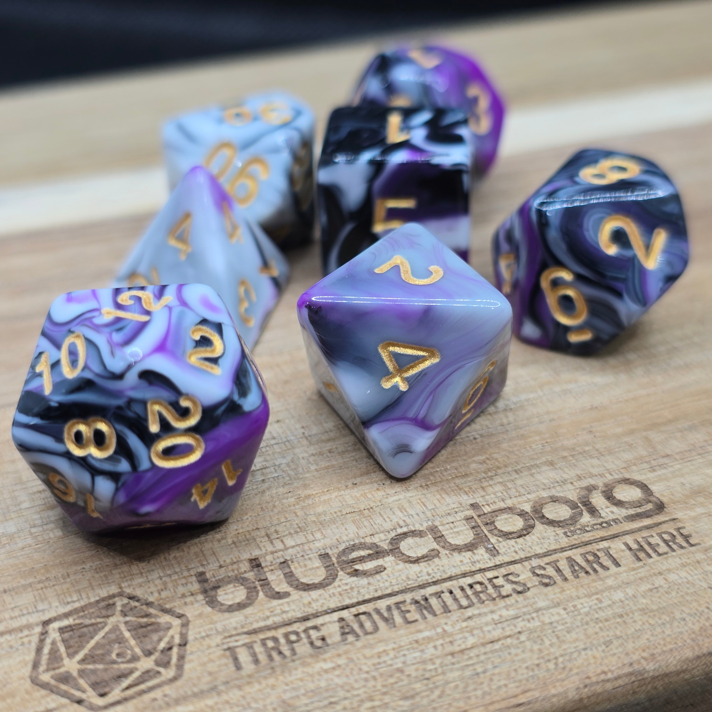 Midnight Amethyst - Marble - Acrylic Dice Set
