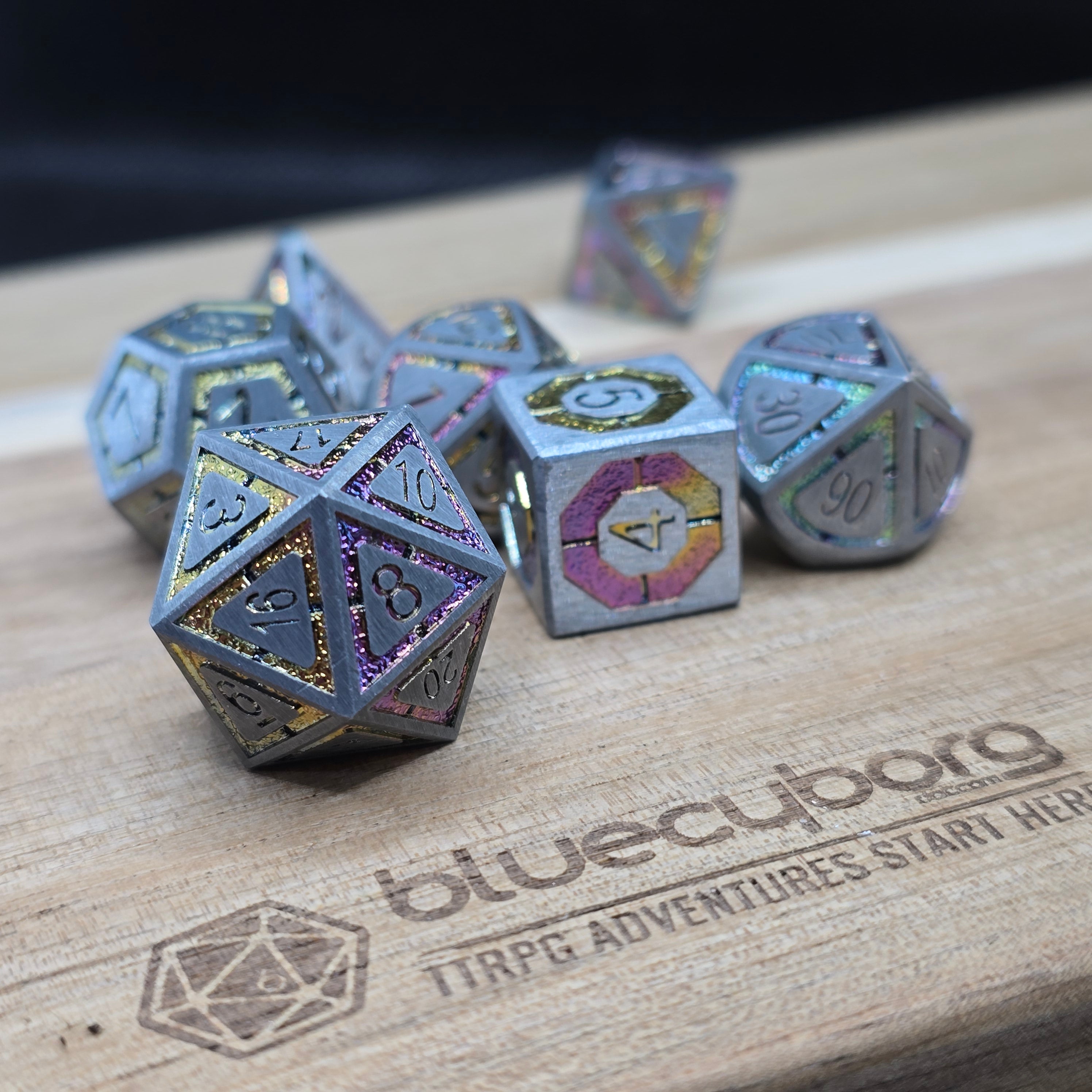 Iridescent Inset - Metal Dice Set