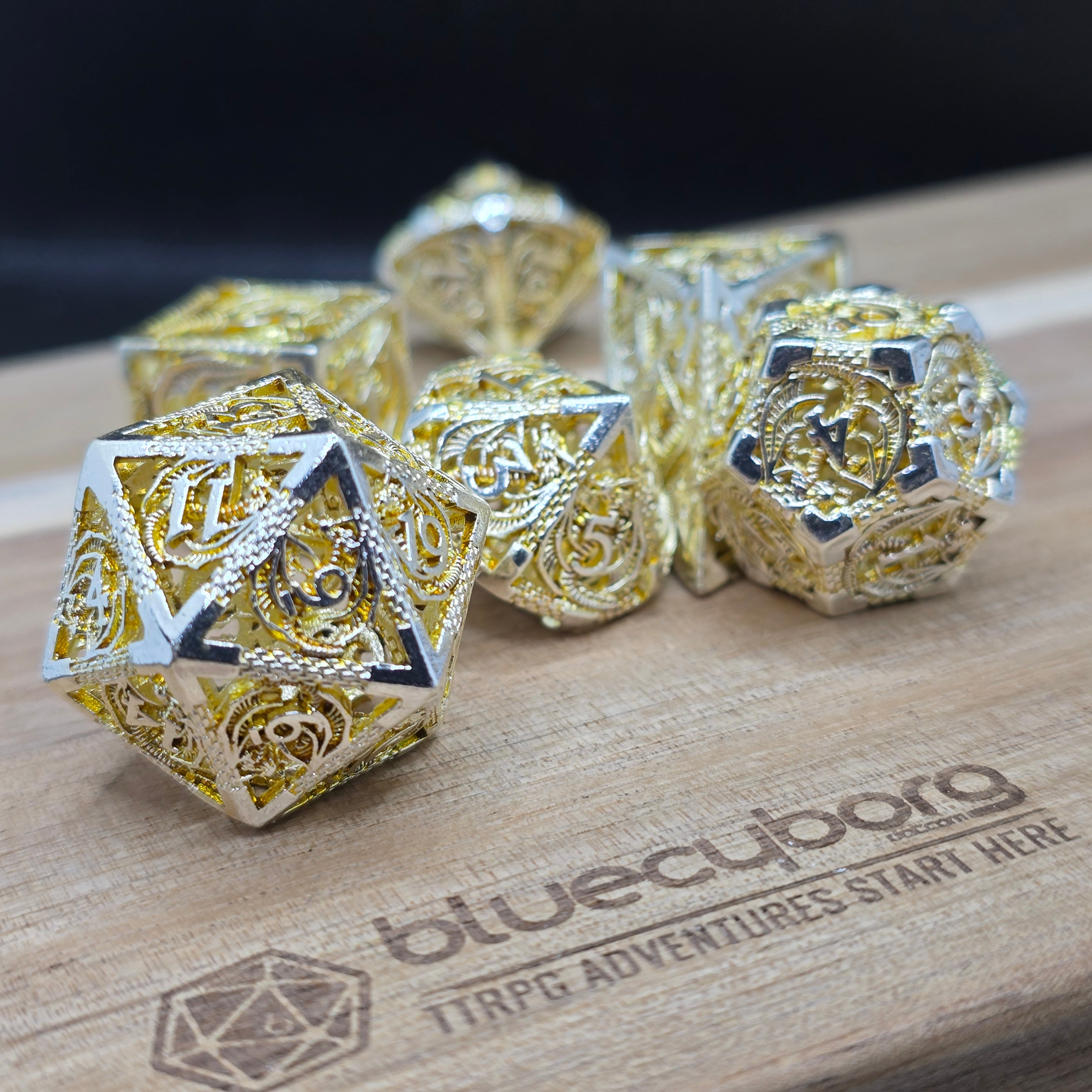 Silver Dragon - Dragon Themed - Hollow - Metal Dice Set