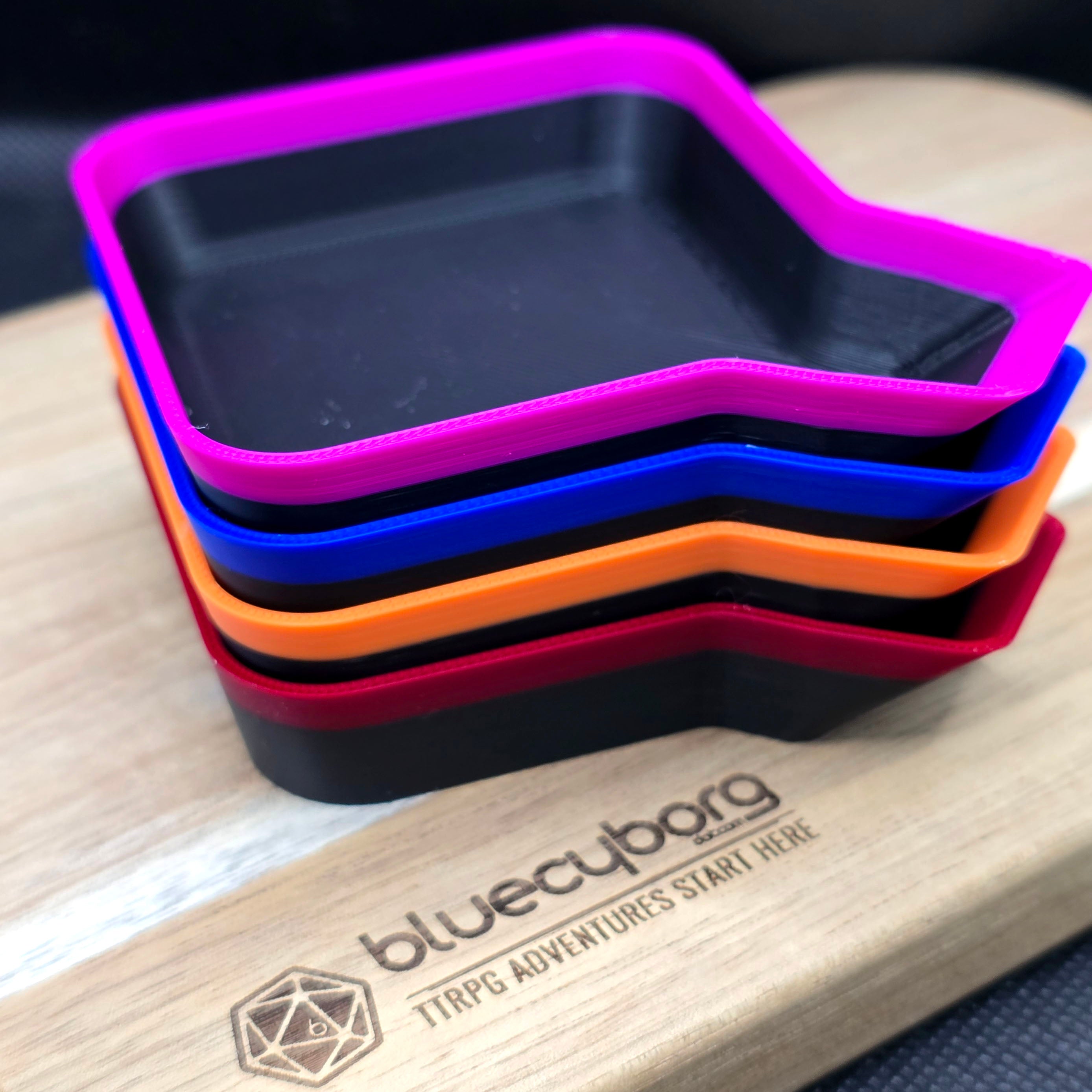 Stackable Board Game Token Tray With Funnel