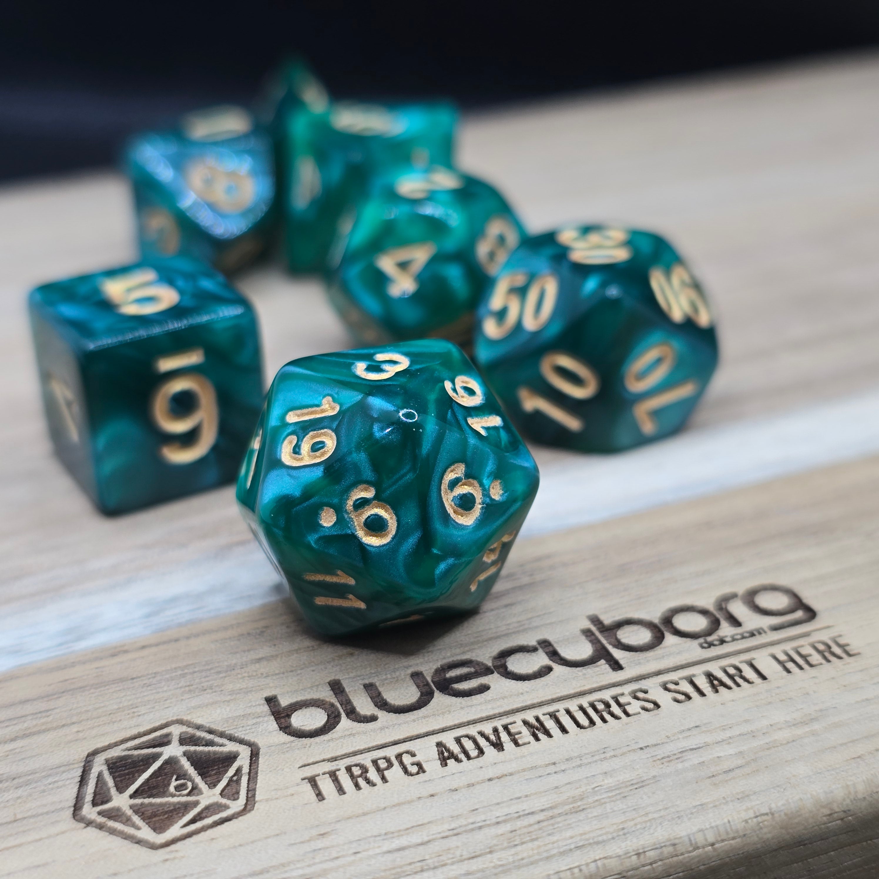 Verdant Veil - Pearlescent - Acrylic Dice Set