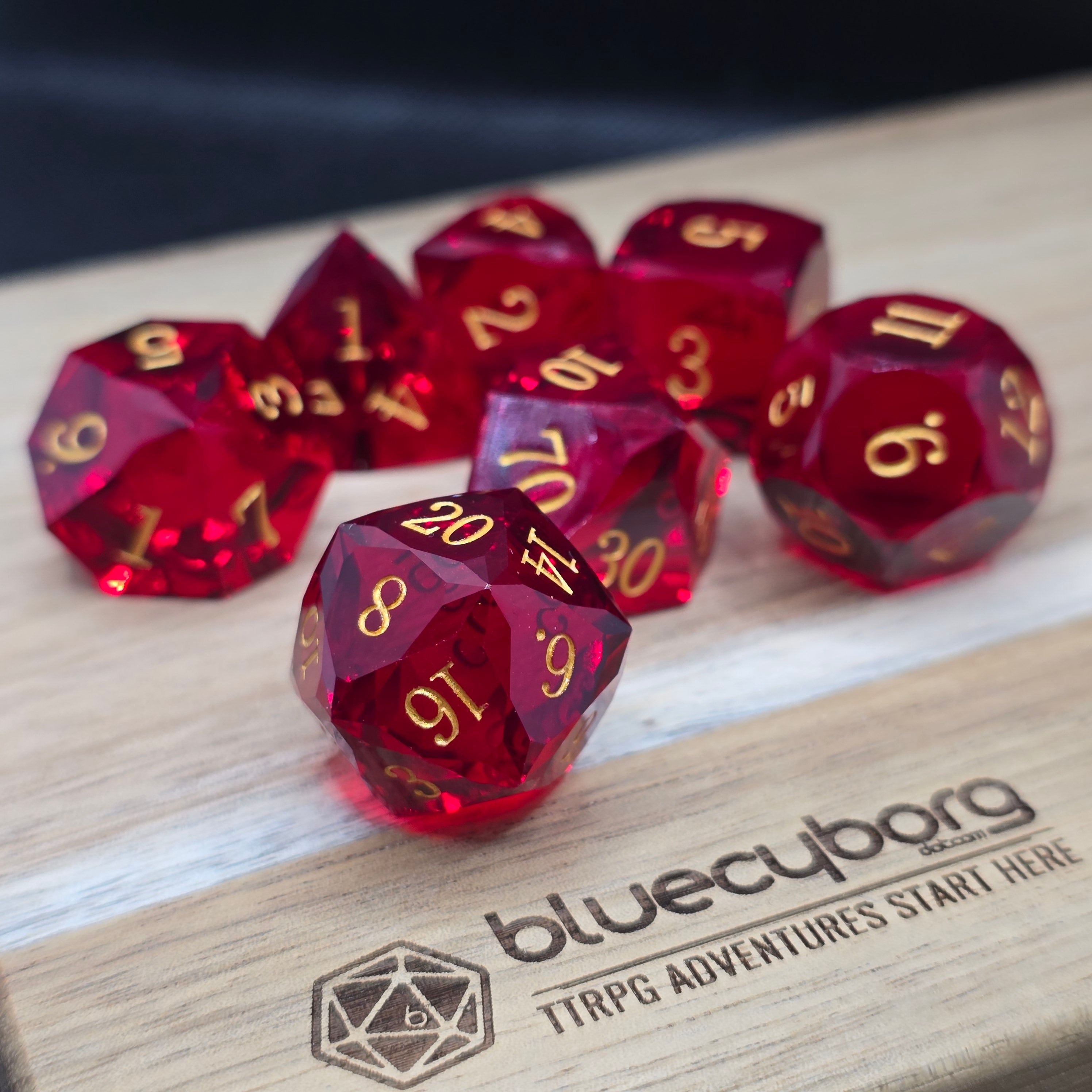 Garnet Fang - Jeweler’s Cut - Resin Dice Set