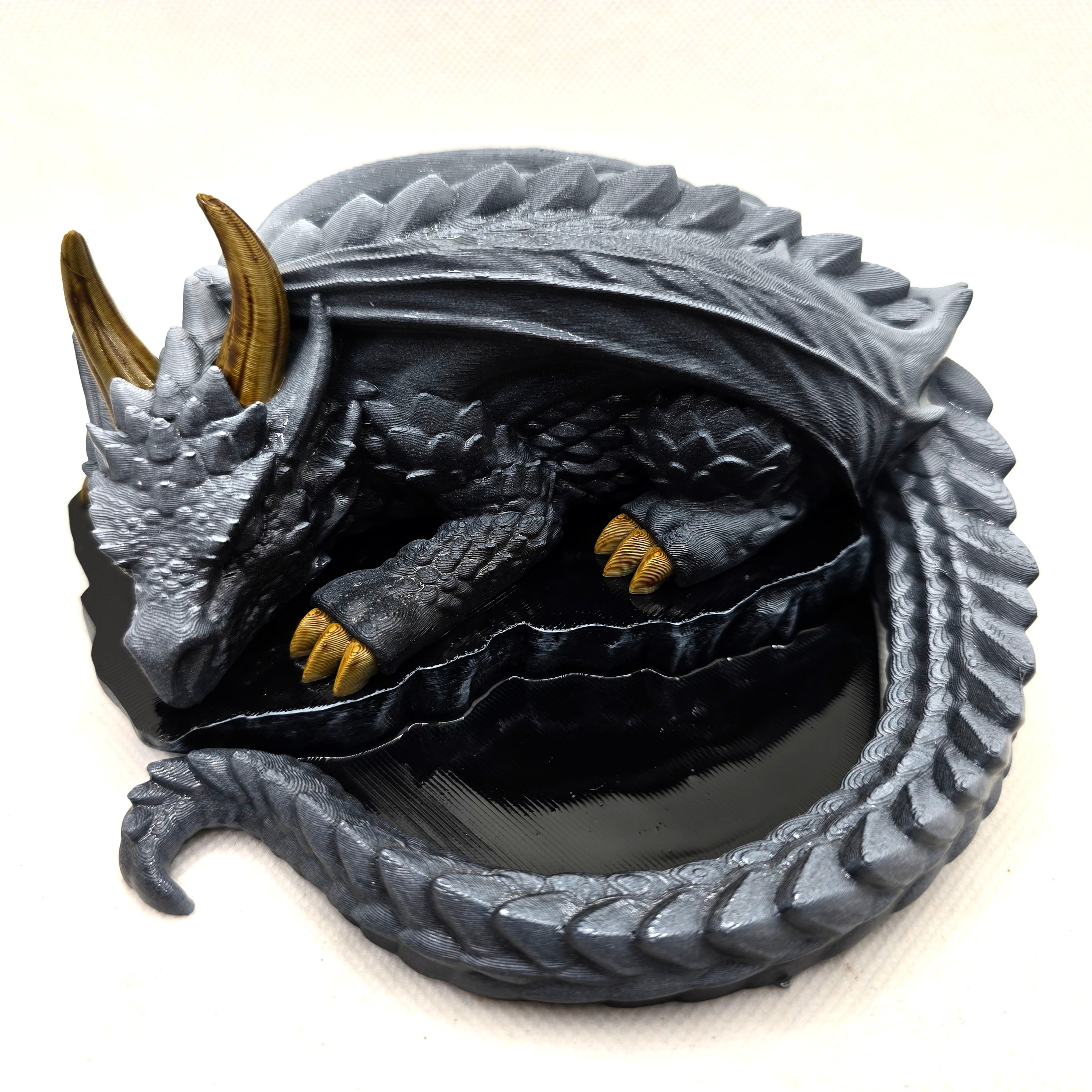 Nap Twenty Dice Holder - Hand Painted Dice Guardian - Monochrome Sparkle