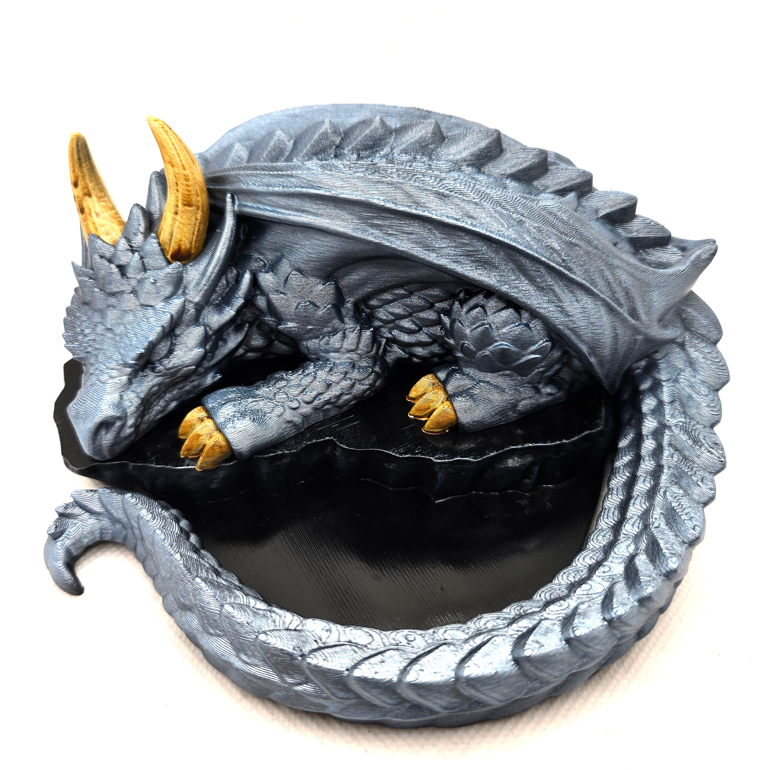 Nap Twenty Dice Holder - Hand Painted Dice Guardian - Blue Steel