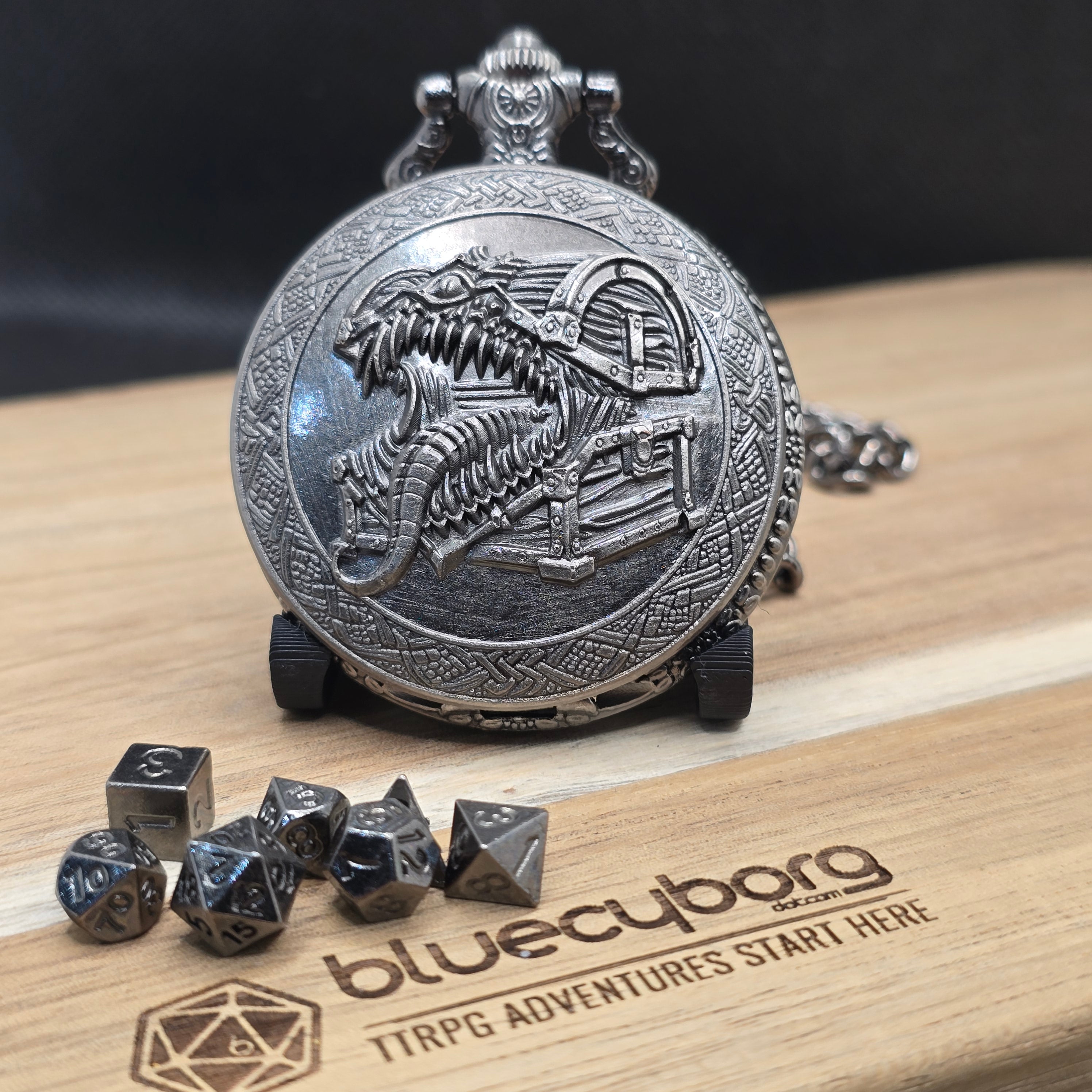Mini Metal Dice Set With Pocket Watch Case - Mimic