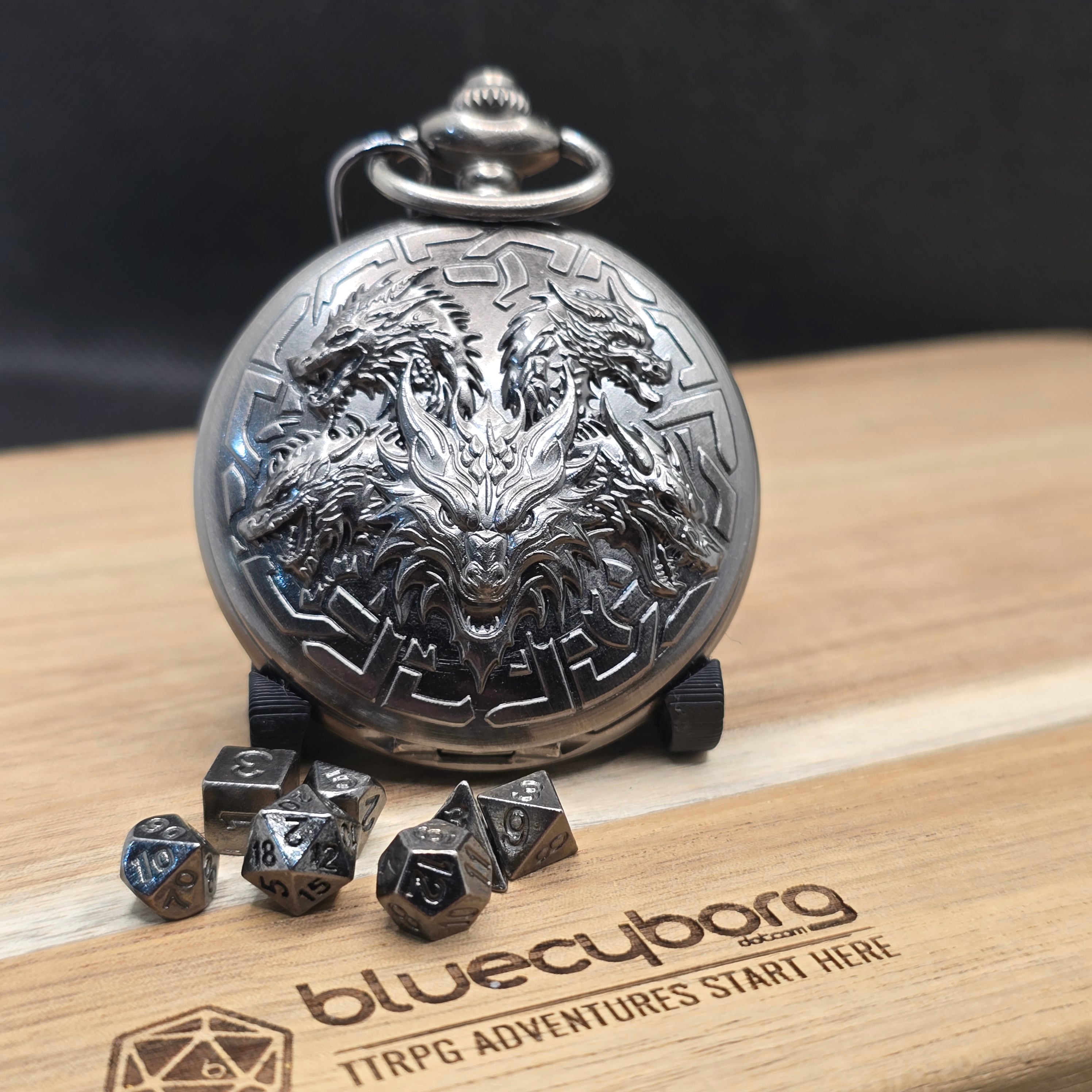 Mini Metal Dice Set With Pocket Watch Case - Pentadrake