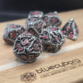 Skull - Silver Red- Hollow - Metal Dice Set