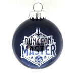 D20 & Mistletoe: TTRPG-Inspired Glass Baubles - Shiny Navy (6cm)