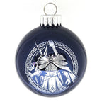 D20 & Mistletoe: TTRPG-Inspired Glass Baubles - Shiny Navy (6cm)