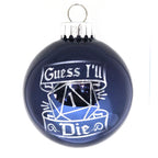 D20 & Mistletoe: TTRPG-Inspired Glass Baubles - Shiny Navy (6cm)