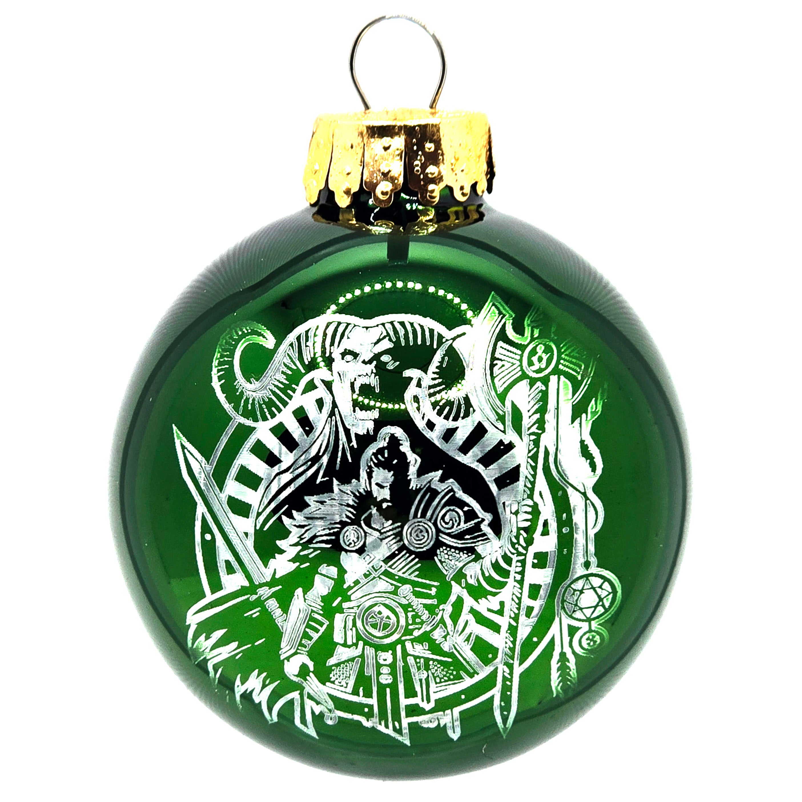 D20 & Mistletoe: TTRPG-Inspired Glass Baubles - Shiny Green (6cm)