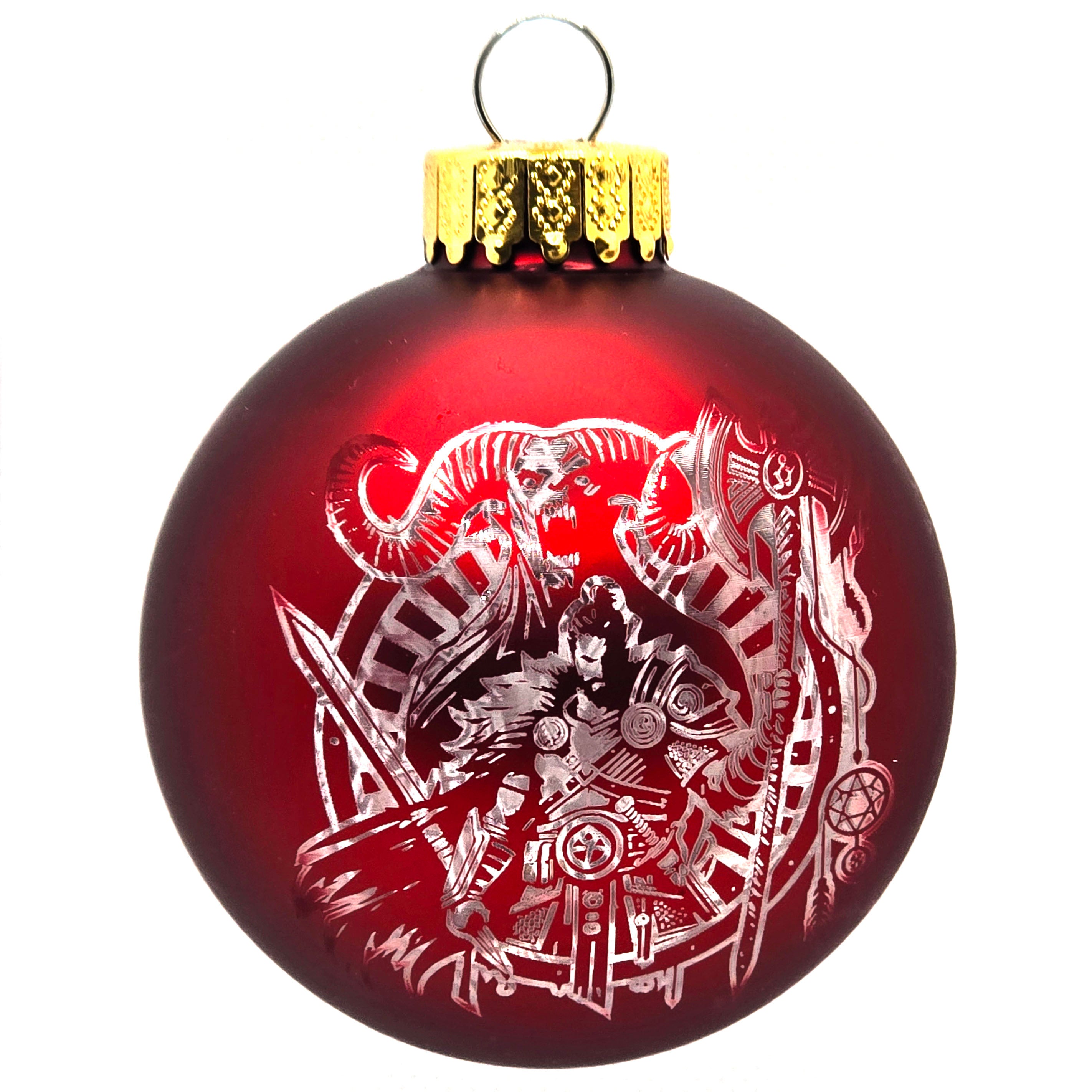 D20 & Mistletoe: TTRPG-Inspired Glass Baubles - Matt Red (6cm)