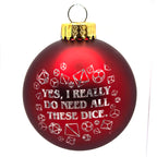 D20 & Mistletoe: TTRPG-Inspired Glass Baubles - Matt Red (6cm)