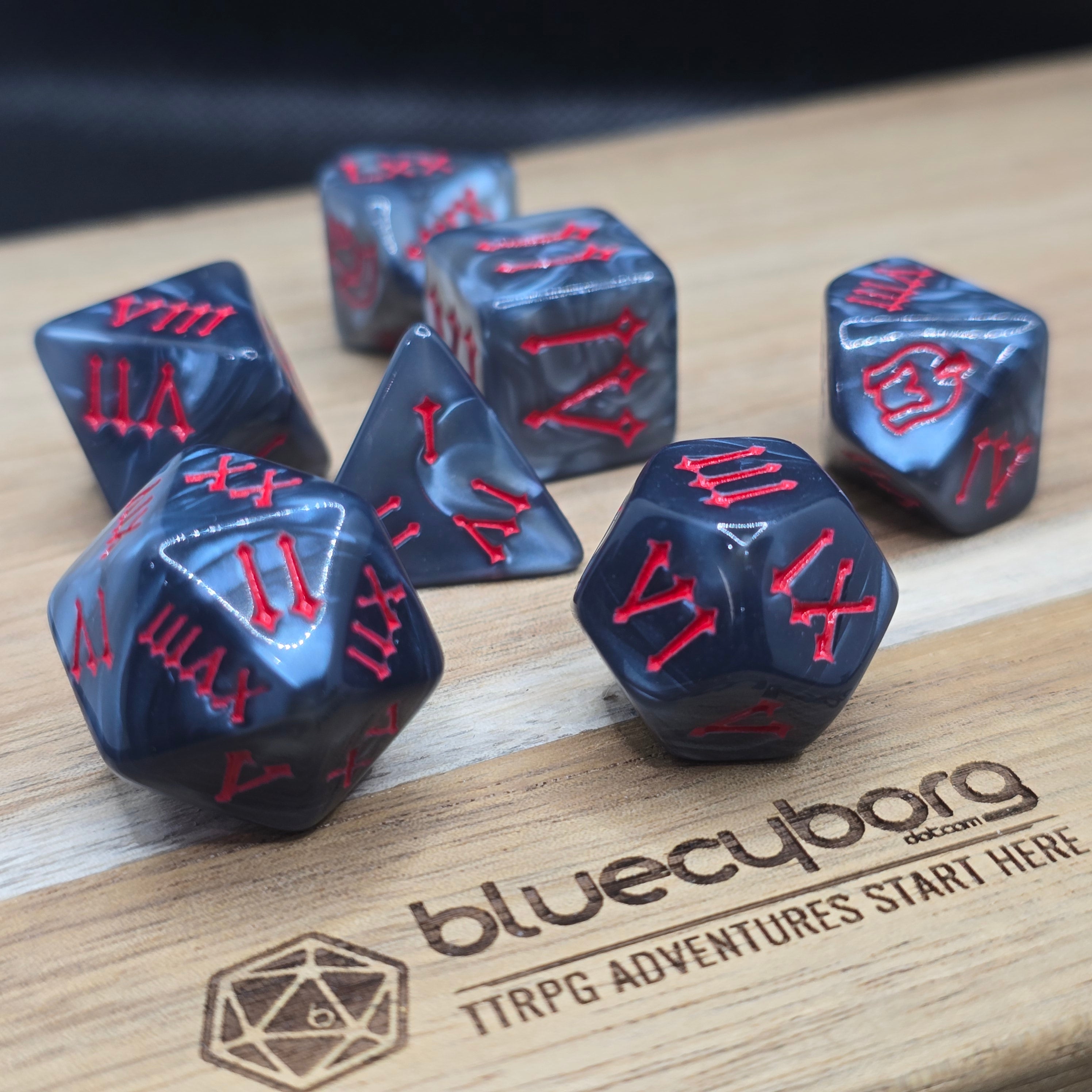 Ashes of Avernus - Roman Numeral - Acrylic Dice Set