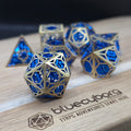 Hexspire - Gold / Blue - Hollow - Metal Dice Set