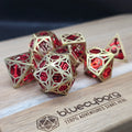 Hexspire - Gold / Red - Hollow - Metal Dice Set