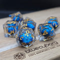 Dragon Eye Piercing Blue - Liquid Core Resin Dice Set