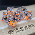 Kitty Sparkles Orange - Cat Themed - Liquid Core Resin Dice Set