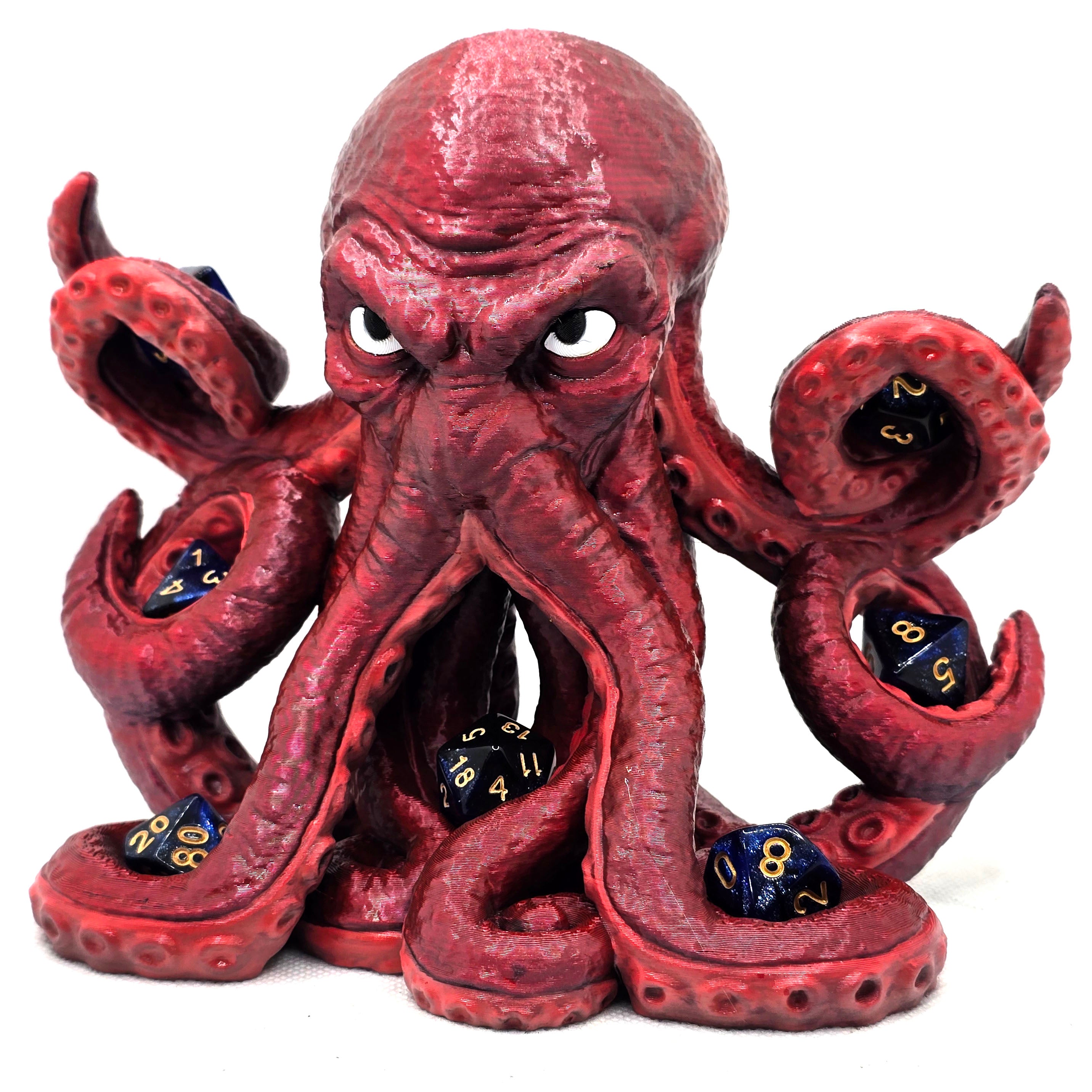 Tentacritical Dice Holder - Hand Painted Dice Guardian - Red Reef Ravager