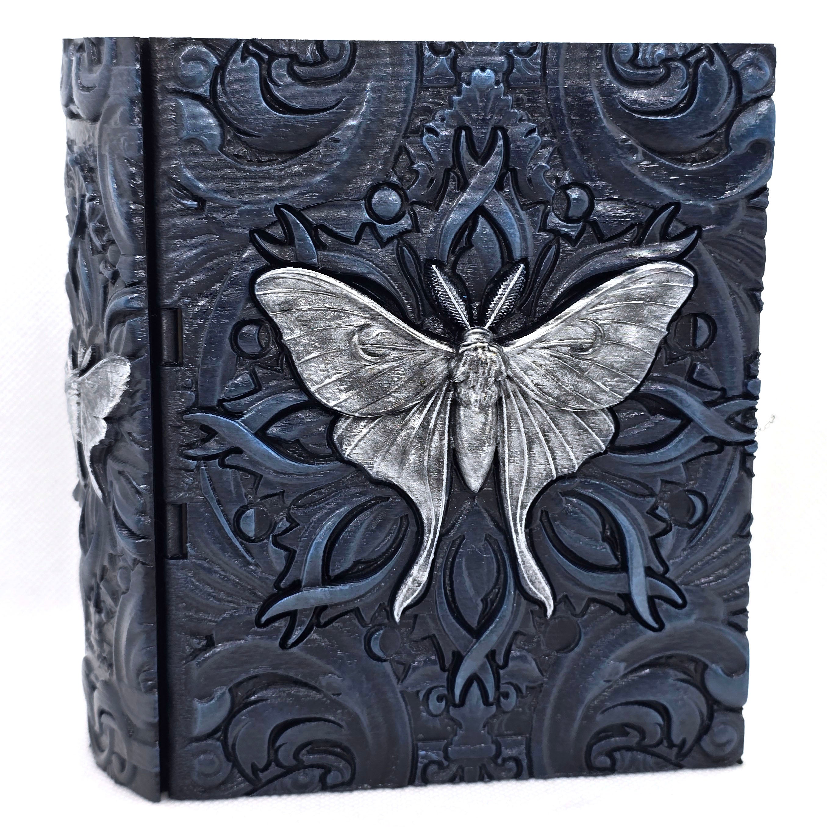 Reforged Lunar Moth Tome - Hand Painted Dice Tower / Storage