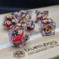 Kitty Sparkles Red - Cat Themed - Liquid Core Resin Dice Set