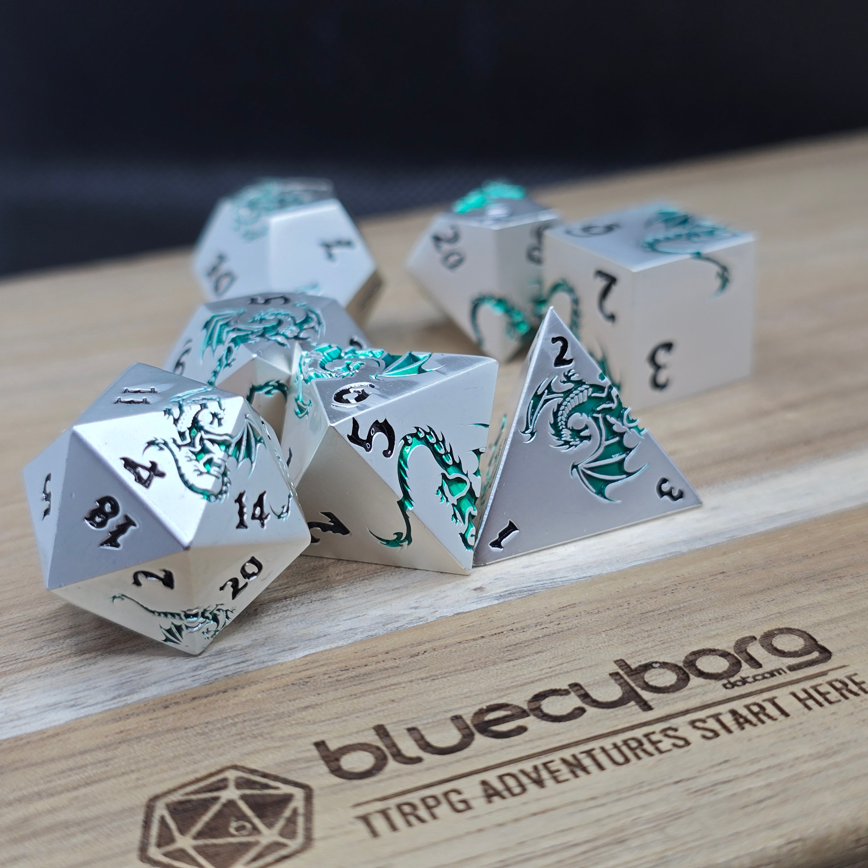 Emerald Wyrm - Dragon Themed Metal Dice Set