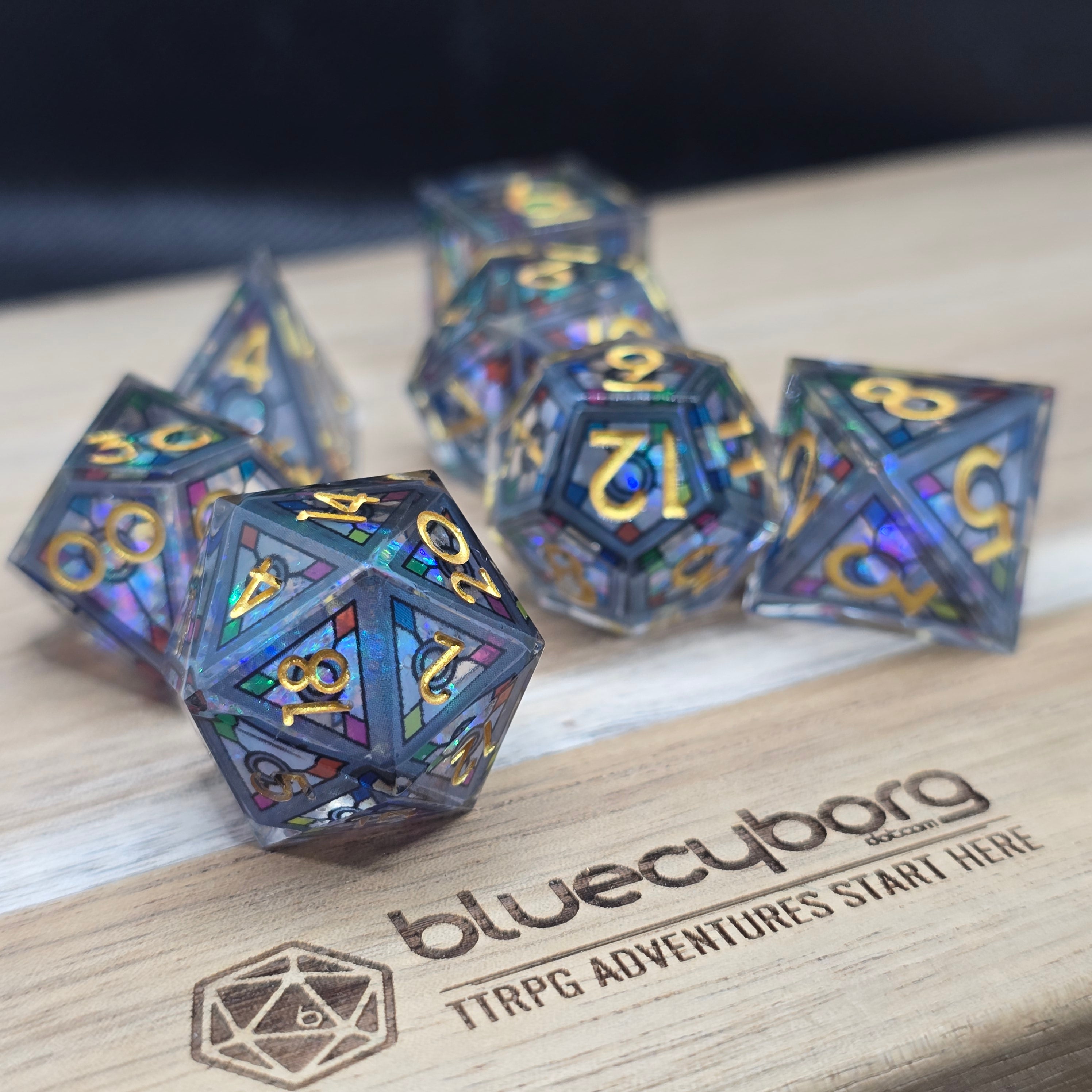 Earth Shards - Stained Glass Style - Shell Resin Dice Set