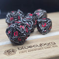 Skull - Black Red - Hollow - Metal Dice Set