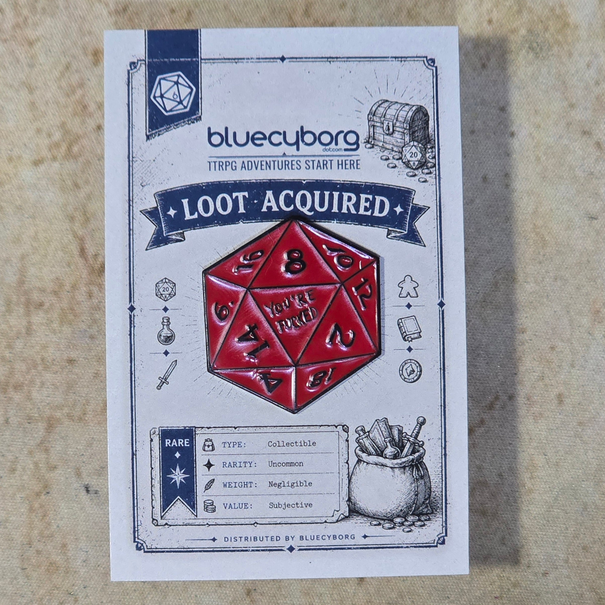 D20 You're Fkd Red Enamel Pin Badge