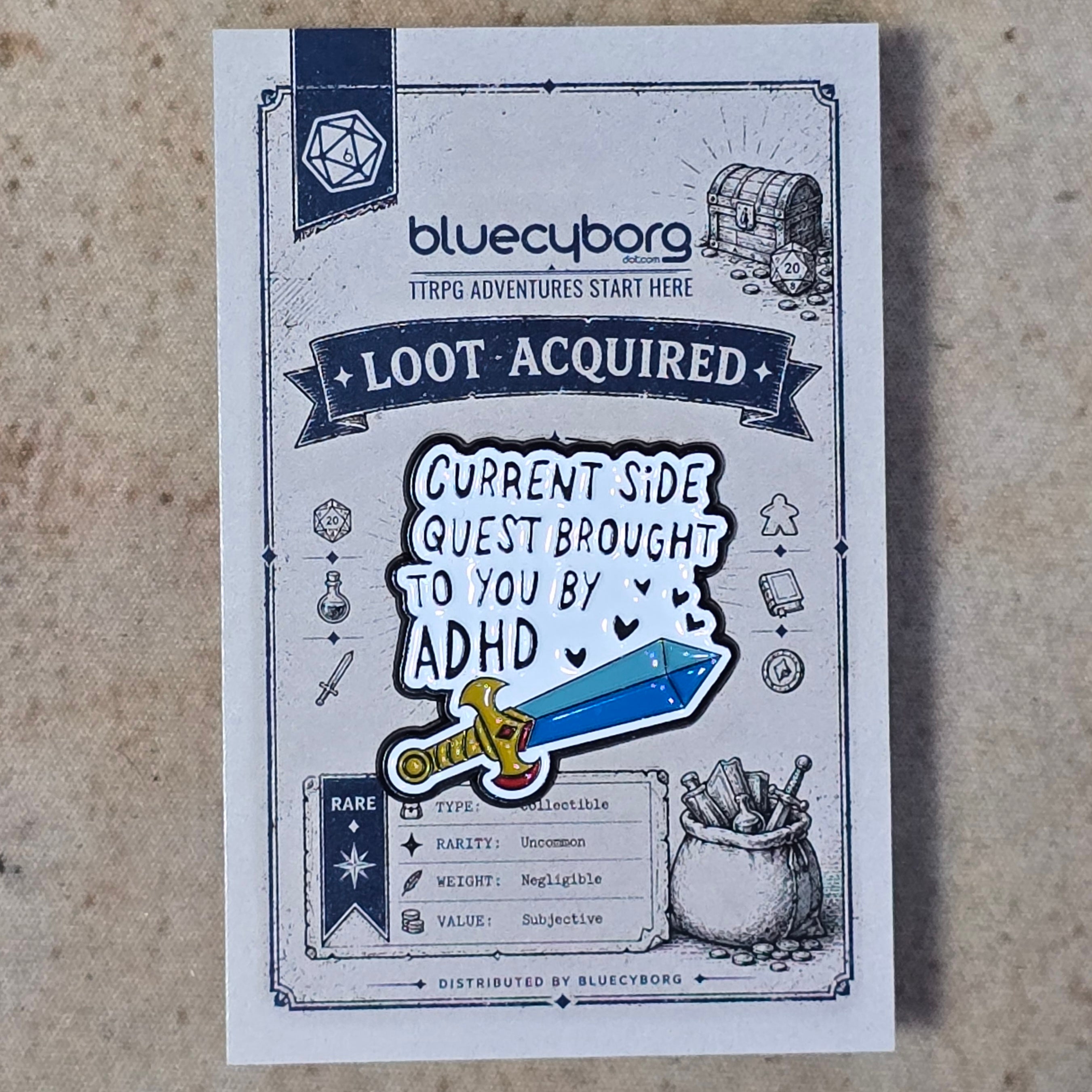 Side Quest By ADHD Enamel Pin Badge