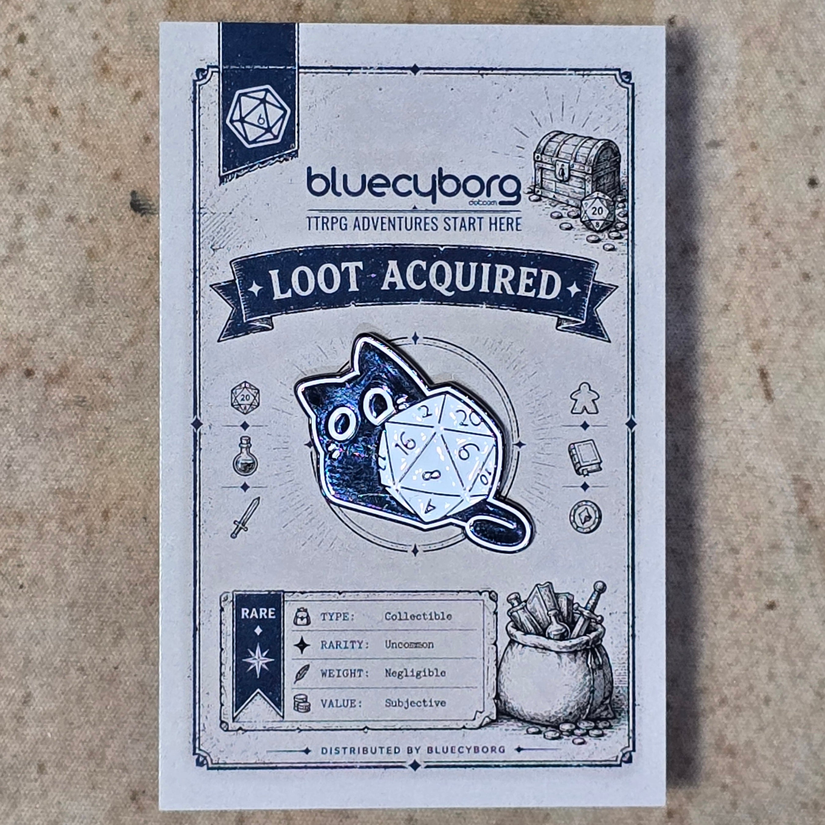 D20 Cat Enamel Pin Badge – Lying D20
