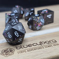 Floral - Matt Black Purple Flower - Floral Themed - Metal Dice Set