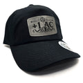 +1 AC TTRPG Cap – Black Dad Hat with Leather Patch