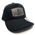 Crit Happens TTRPG Cap – Black Dad Hat with Leather Patch