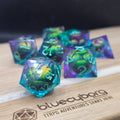 Dragon Eye Orchid Green - Moving Eye - Liquid Core Resin Dice Set
