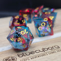 Kitty Sparkles Red / Blue - Cat Themed - Liquid Core Resin Dice Set