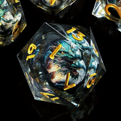 Liquid Core Dice Set - Dragon Black / Green