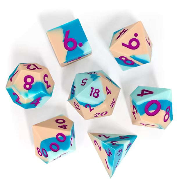 Sharp Edge Squishy Silicone Dice Set - Pastel Beach