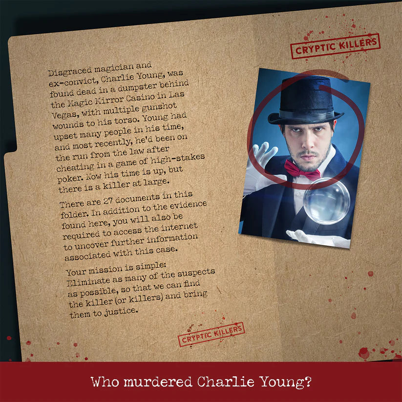 Murder at the Magic Mirror Casino - Cryptic Killers - Unsolved Murder Mystery Case File Game